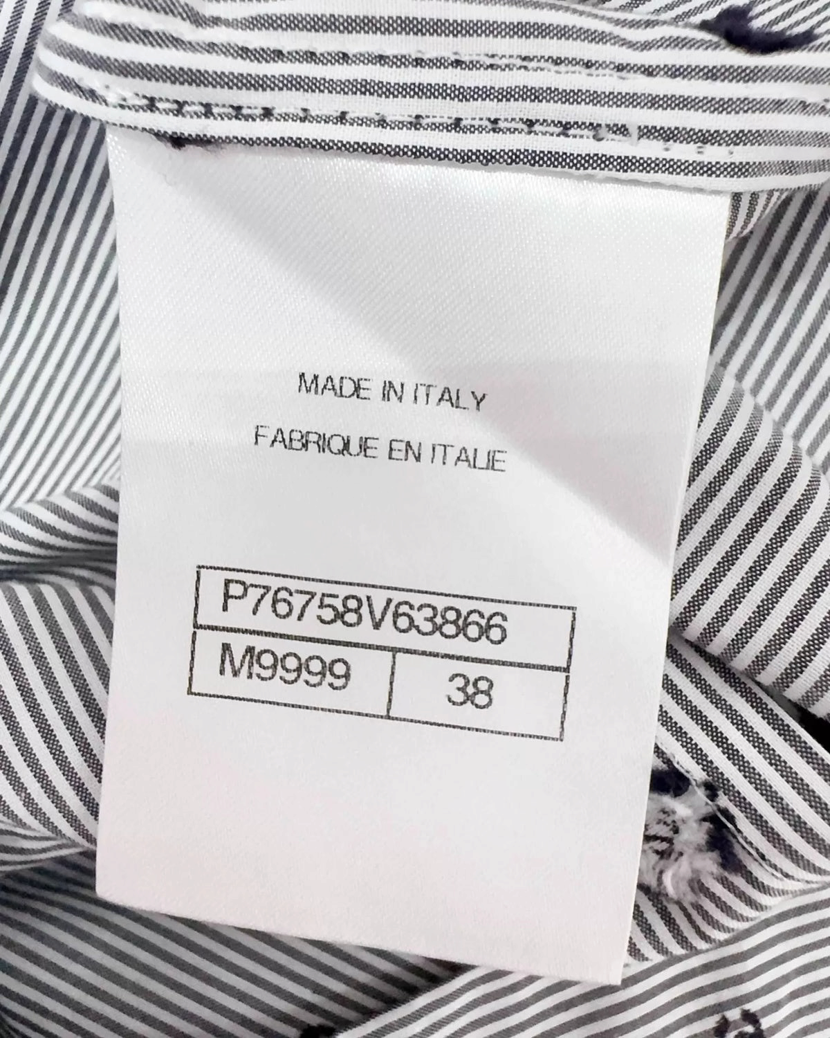 Chanel 24P Striped CC-Print Shirt White, Black FR 38