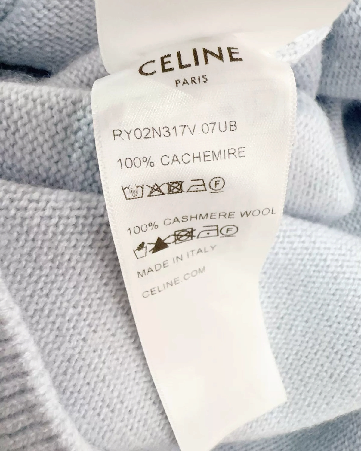 Celine Cashmere Triomphe Logo Sweater Blue FR 34