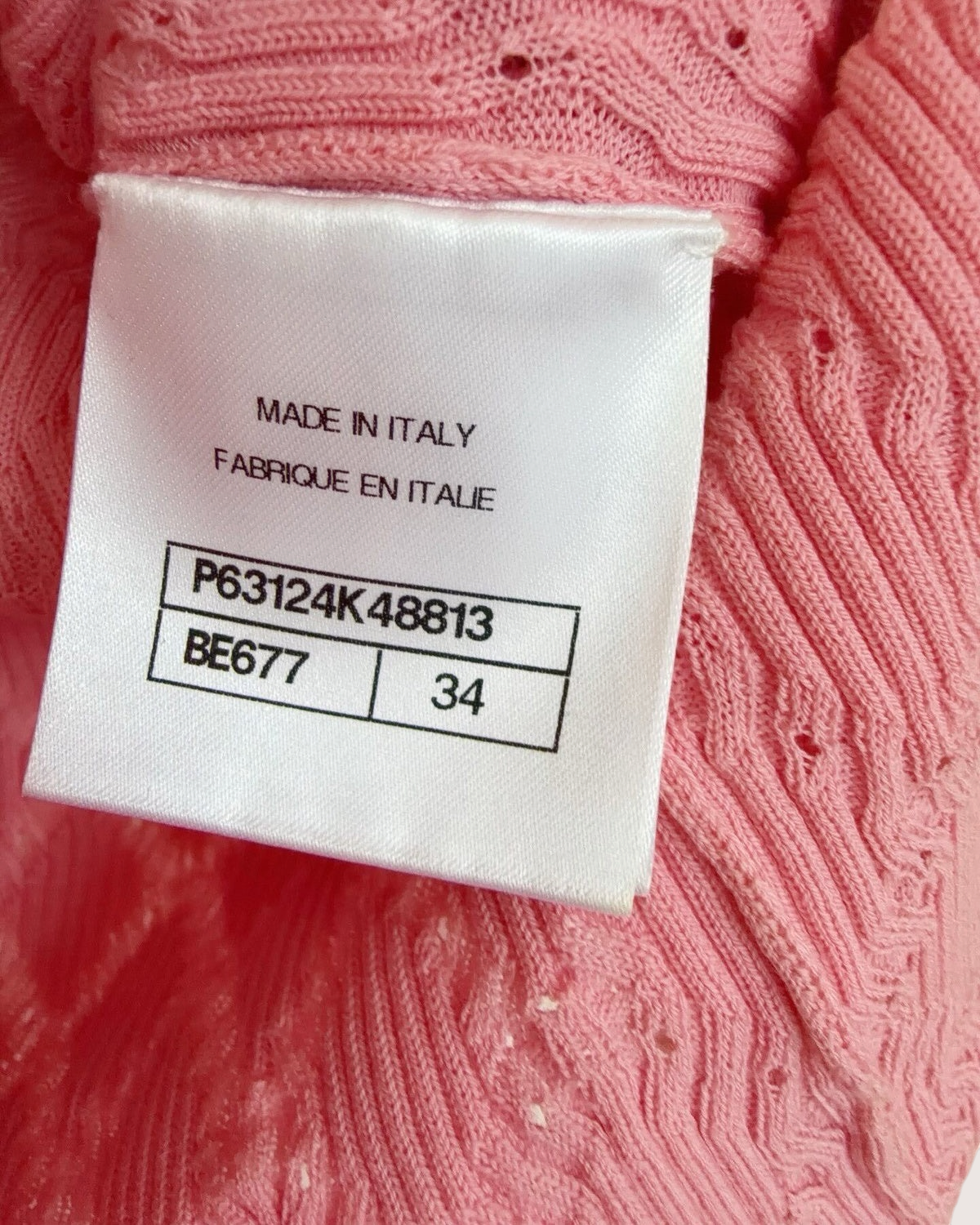Chanel 20P Wool CC Polo Top Pink FR 34