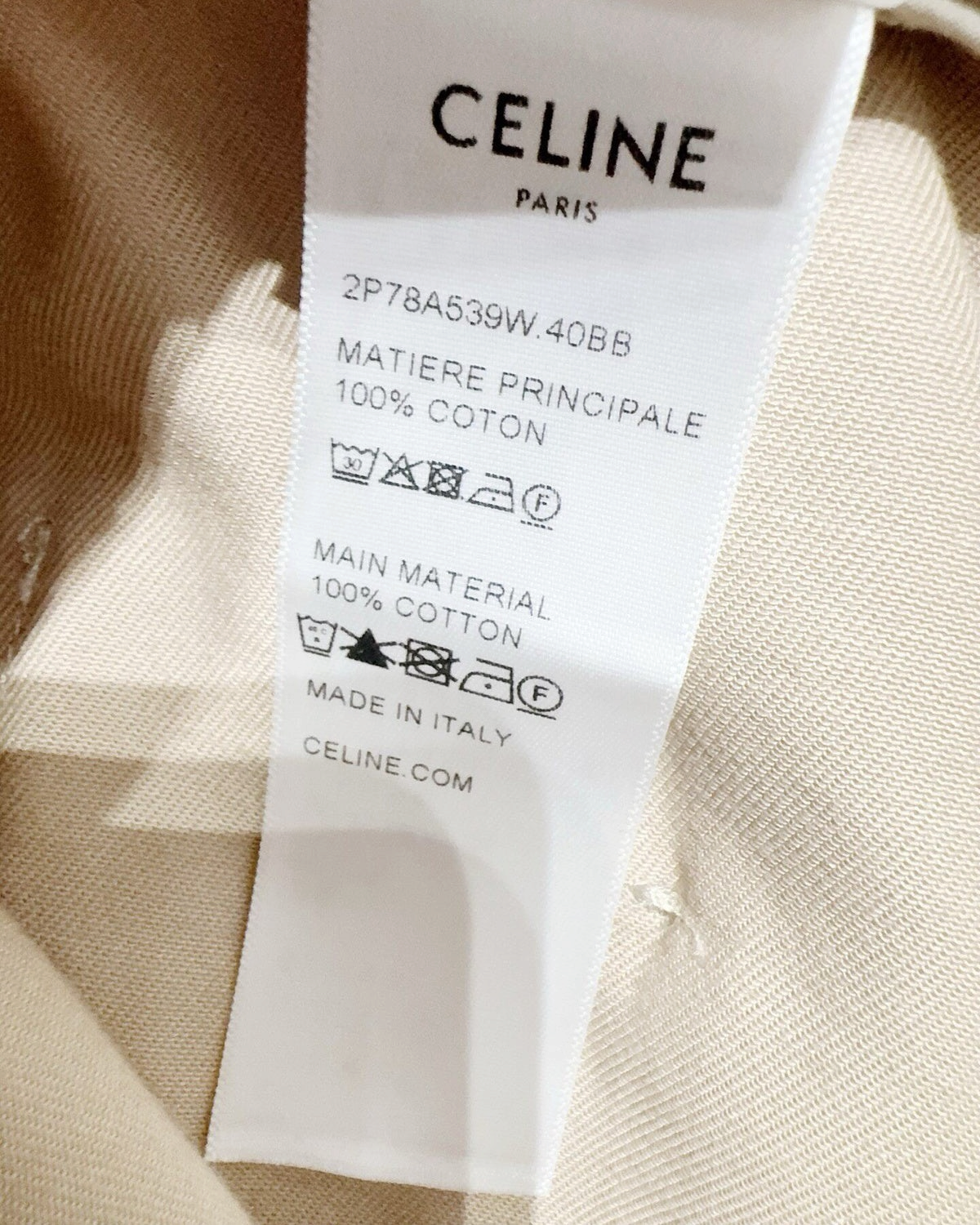 Celine Belted Wide-Leg Trousers Beige/Ecru