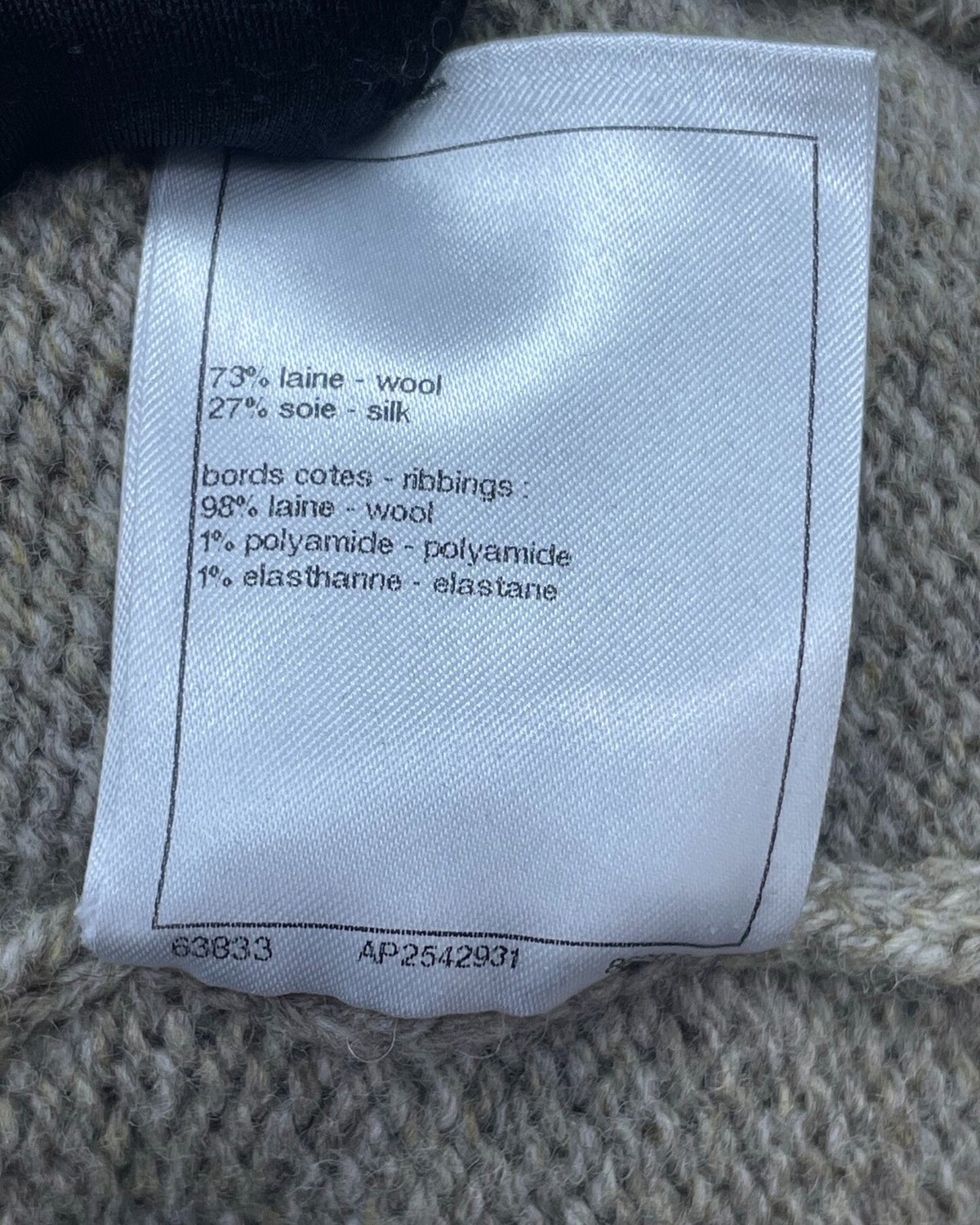 Chanel 24N Coco Neige Wool Crochet Sweater Grey, Navy, Beige/Ecru FR 36