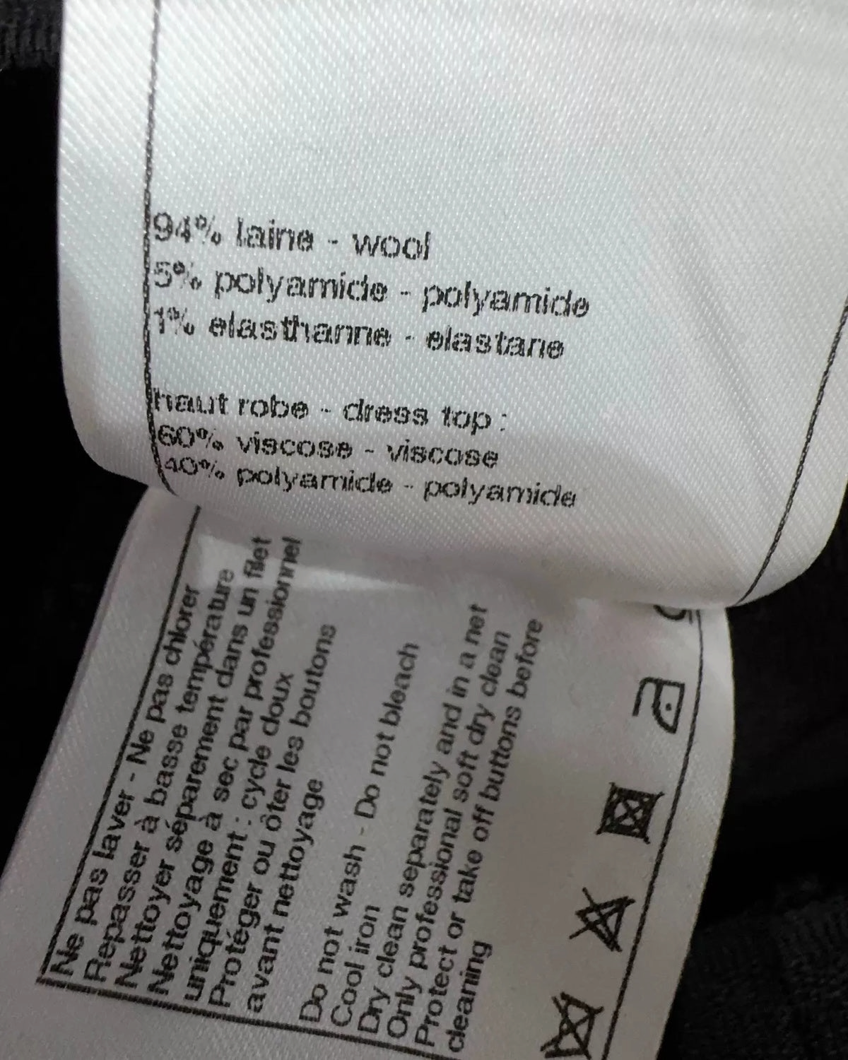 Chanel 20K Two-Tone Wool Mini Dress White, Navy FR 34