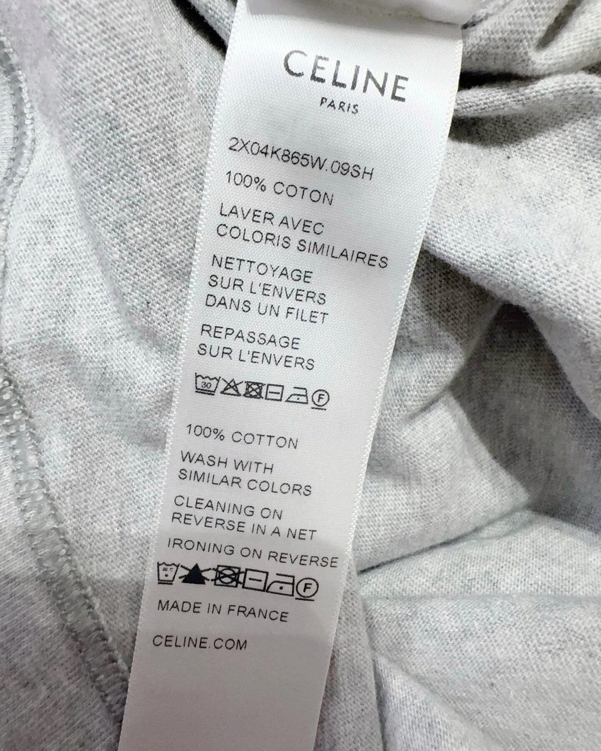Celine Long-Sleeve Logo T-Shirt Grey, Navy FR 36