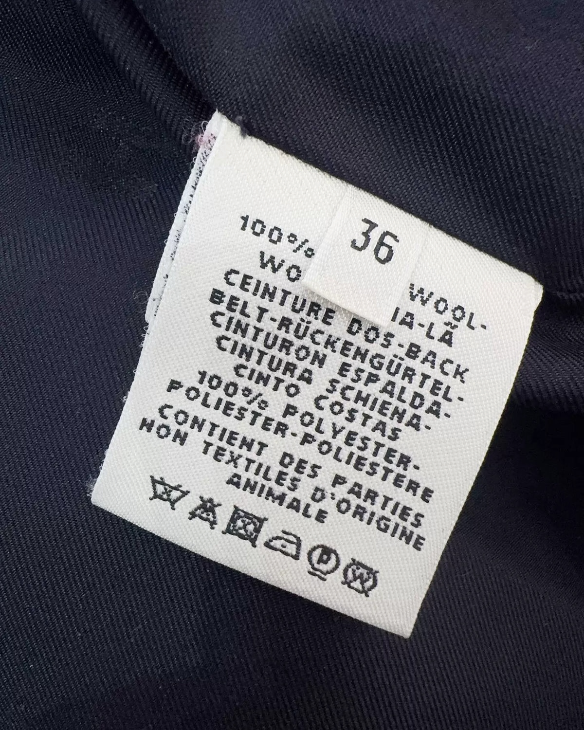 Hermès Wool Belted Coat Navy FR 36