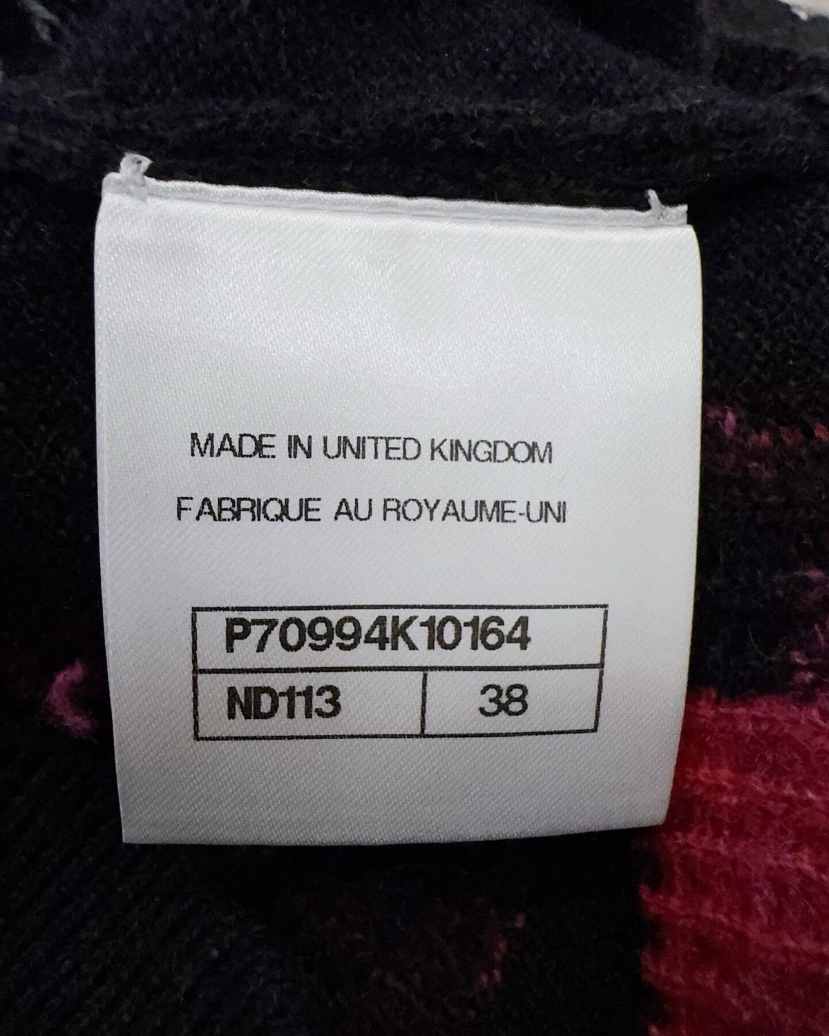Chanel 21A Cashmere CC Floral Short-Sleeve Cardigan Black, Pink, Red, Multicolor FR 38