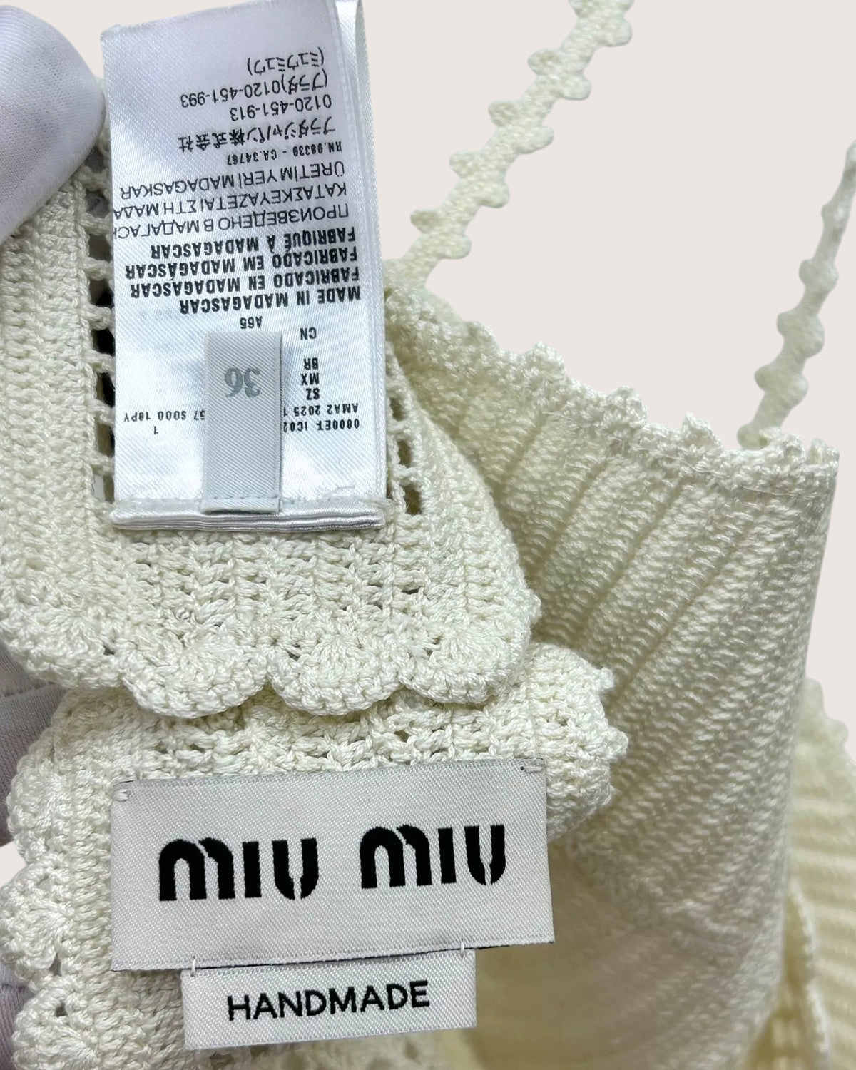 Miu Miu Crochet Triangle Bralette Beige/Ecru IT 40