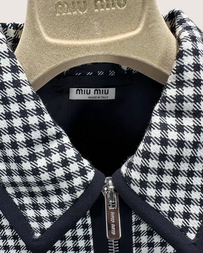 Miu Miu Check Zip-Up Jacket