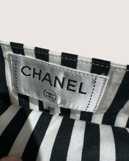 Chanel Logo CC Striped Mini Skirt