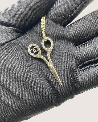 Chanel 22A Scissors Rhinestone Pendant Necklace