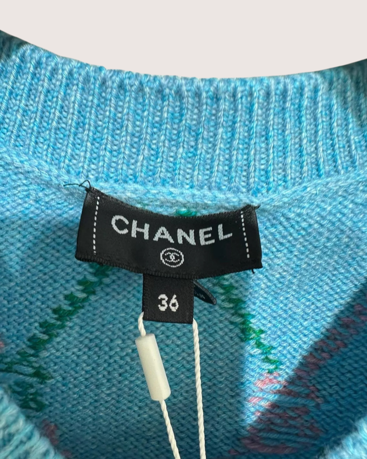 Chanel 24A Argyle Cashmere Cardigan
