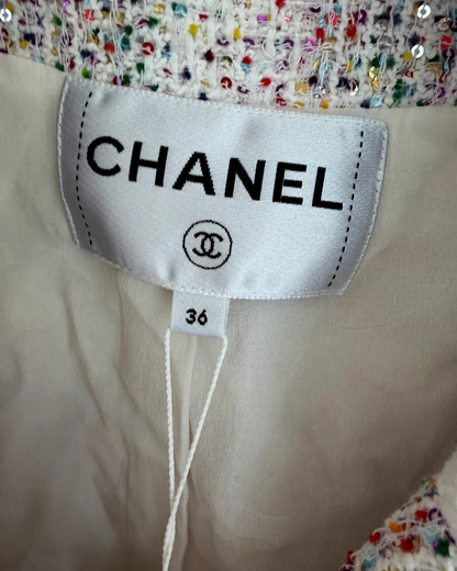 Chanel 24S Sequin Double-Breasted Tweed Blazer Jacket
