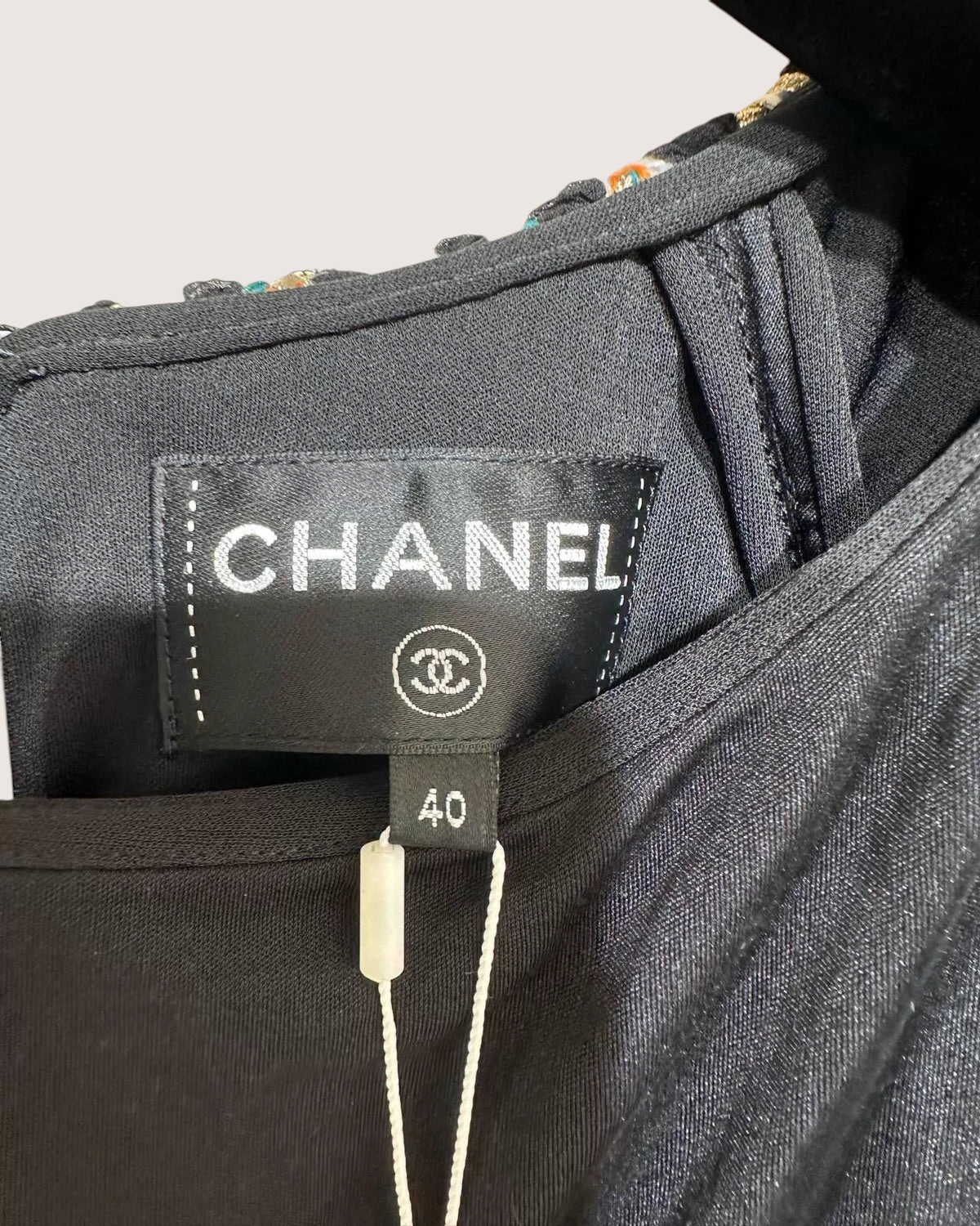 Chanel 18C Tweed-Trim Long-Sleeve Top