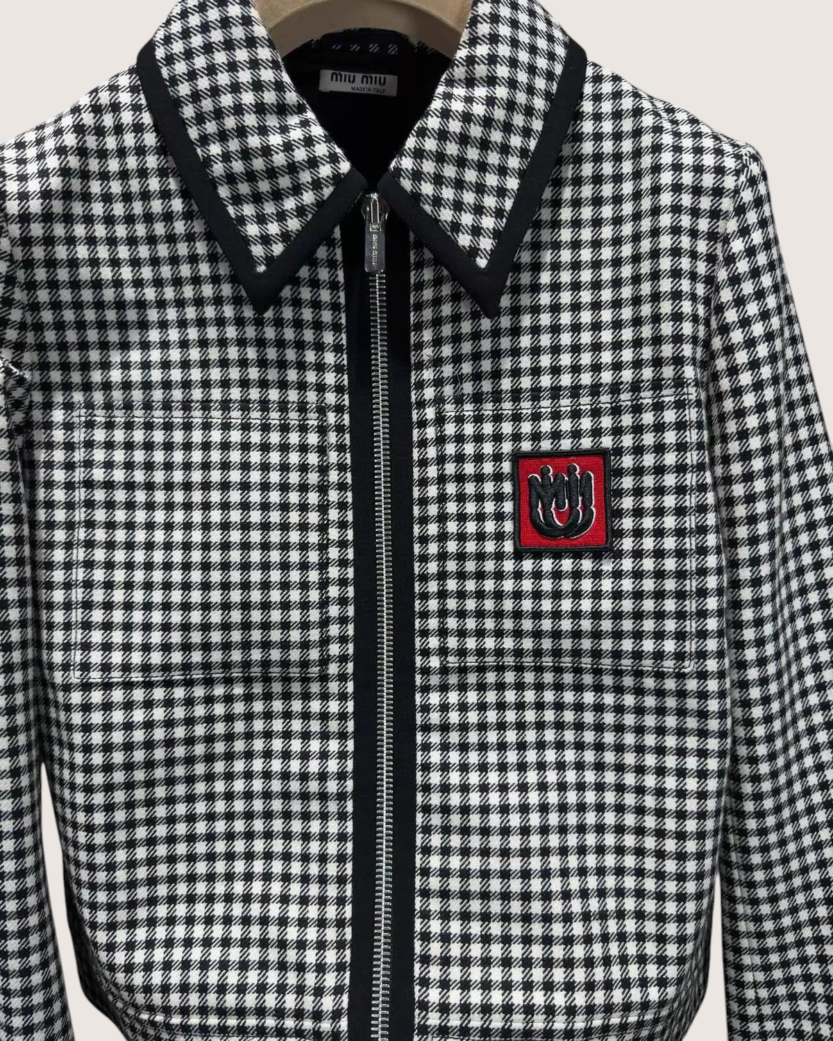 Miu Miu Check Zip-Up Jacket