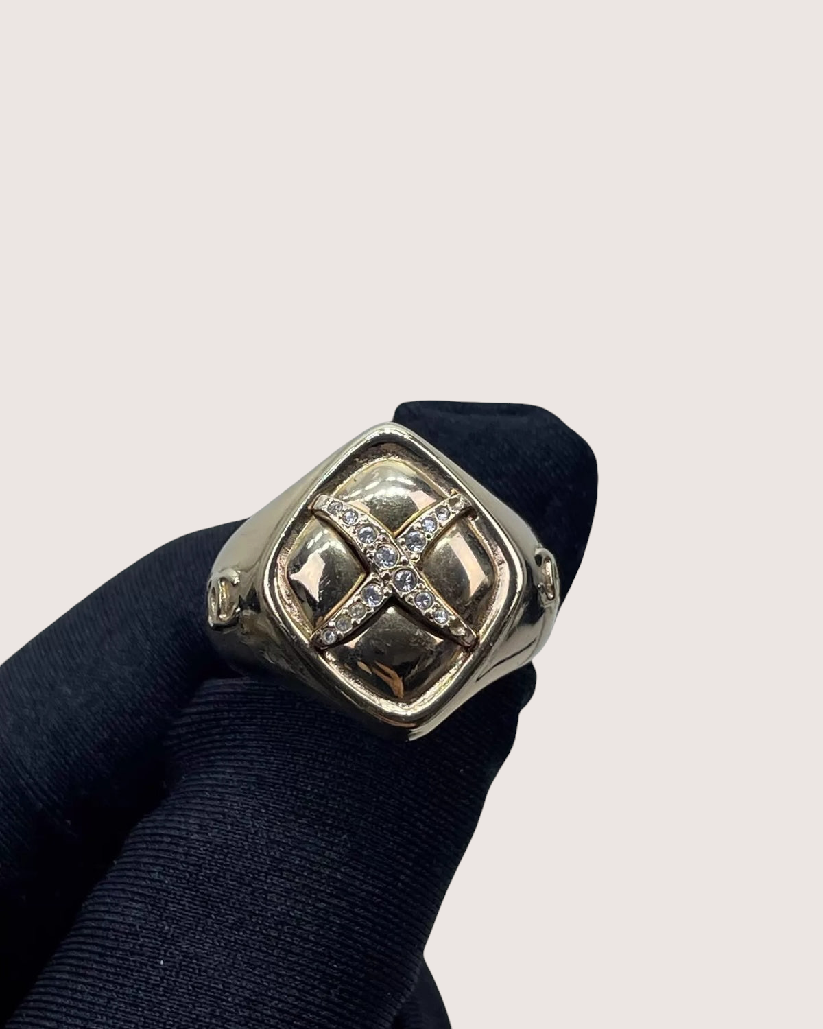 Chanel 21B Rhinestone X-Motif Ring