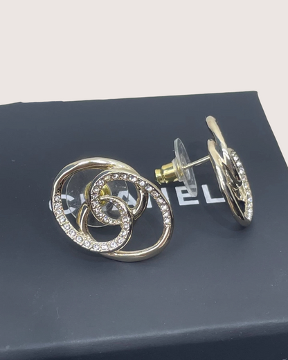 Chanel 21P Crystal CC Earrings
