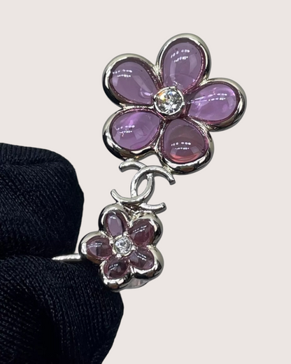 Chanel 26C Crystal Camellia CC Earrings