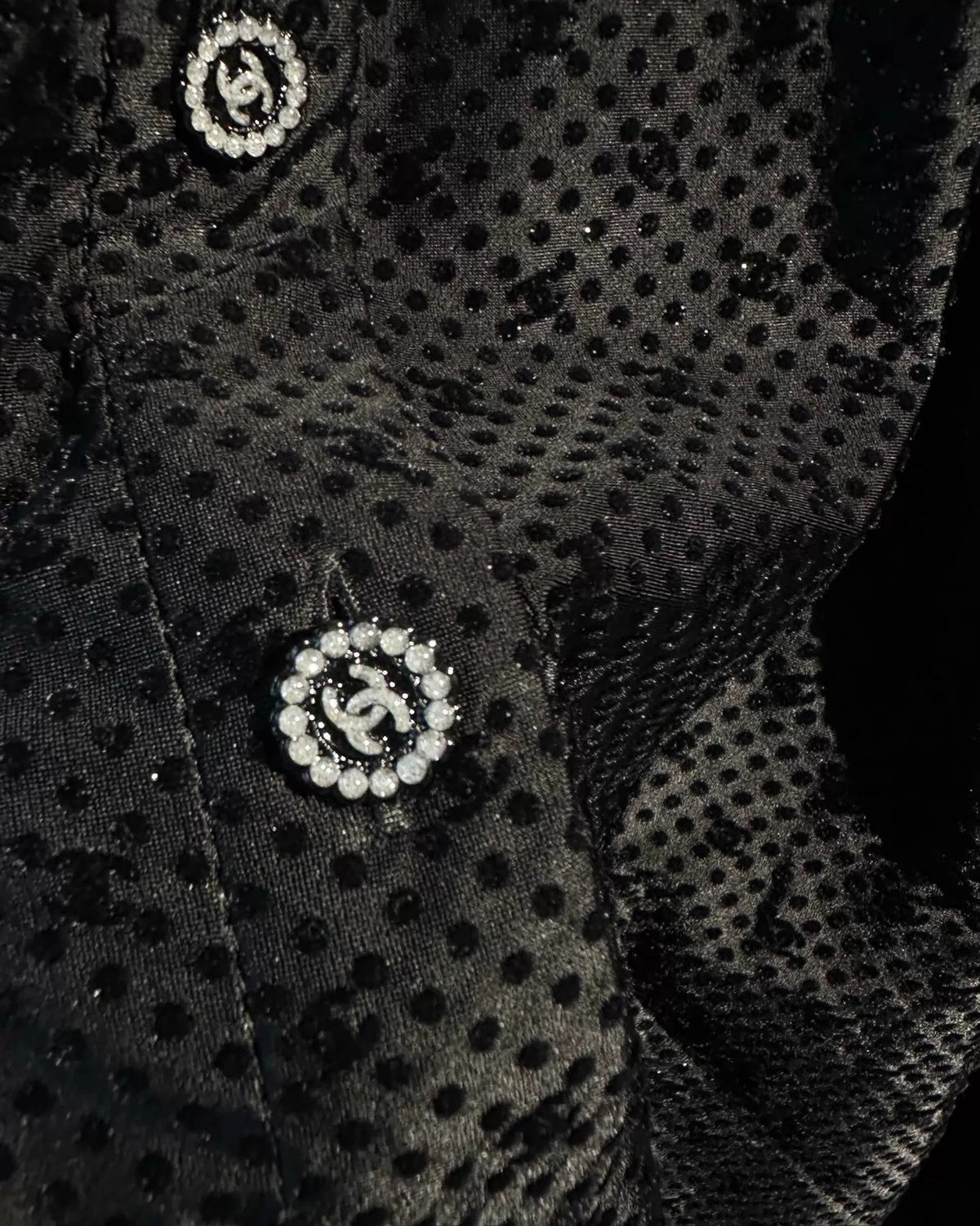 Chanel 24B CC Logo Polkadot Shirt