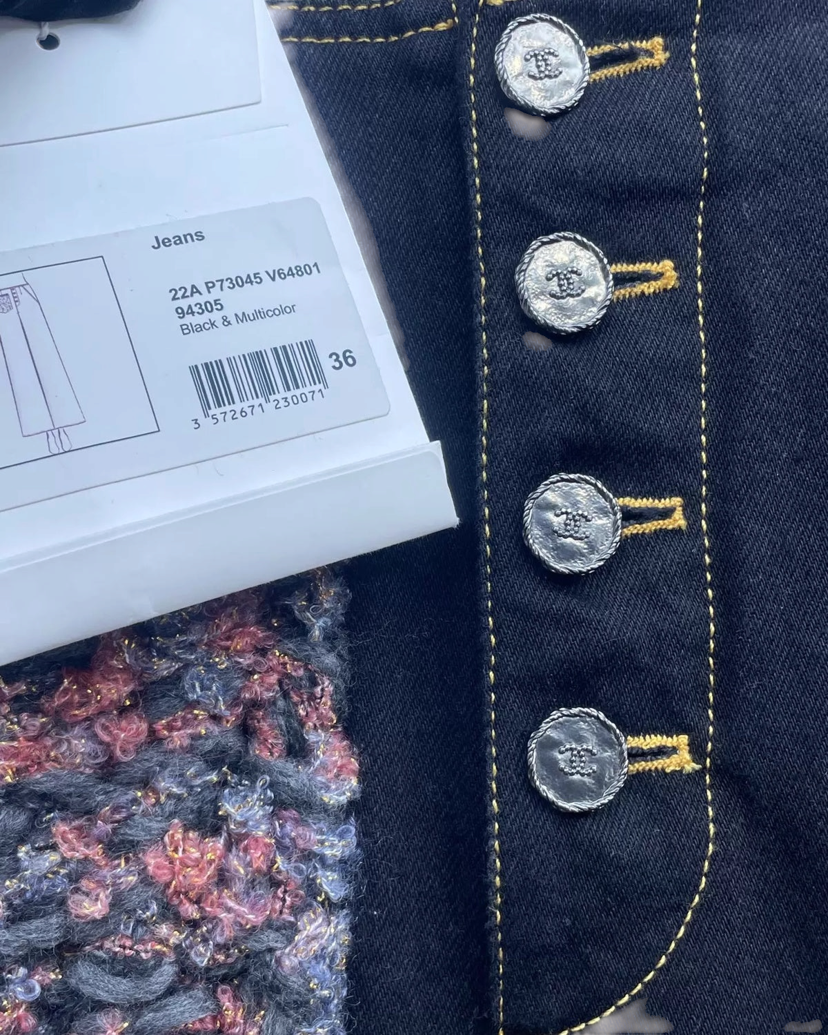 Chanel 22A Wide-Leg Denim Jeans