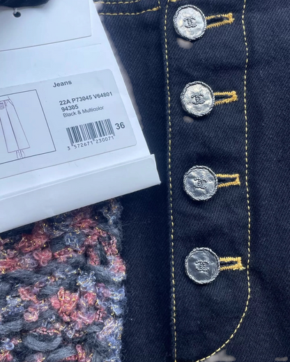 Chanel 22A Wide-Leg Denim Jeans