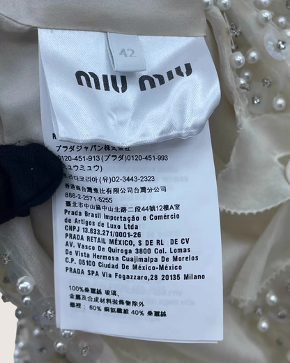 Miu Miu Pearl Sequin Collared Jacket