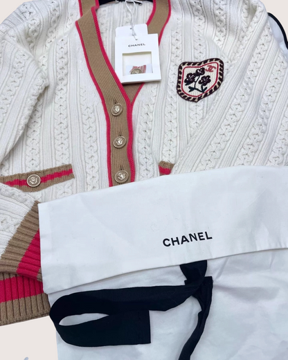 Chanel 26C Sequin Floral Patch Cardigan