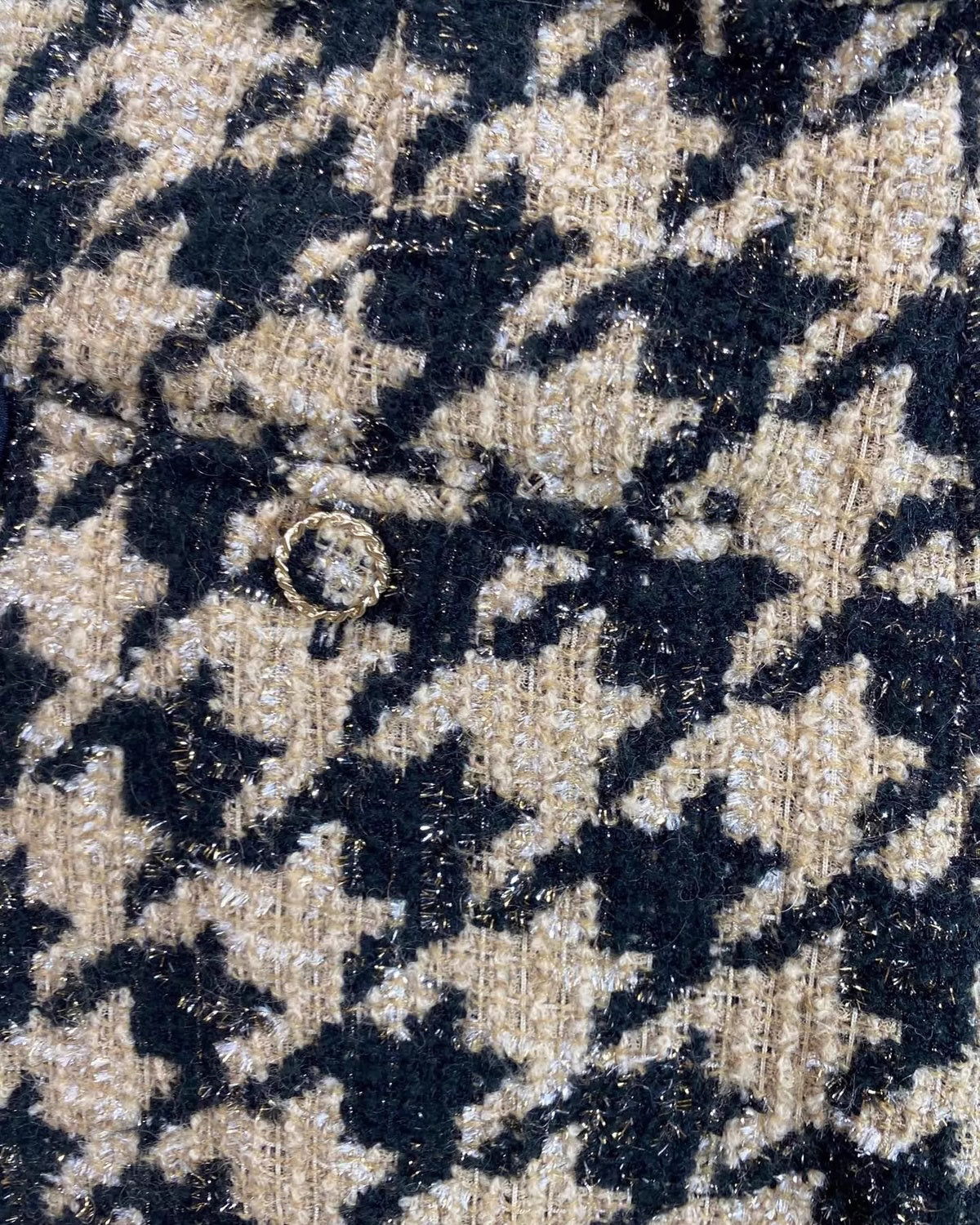 Chanel 19K Houndstooth Wide-Leg Tweed Trousers