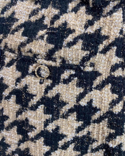 Chanel 19K Houndstooth Wide-Leg Tweed Trousers