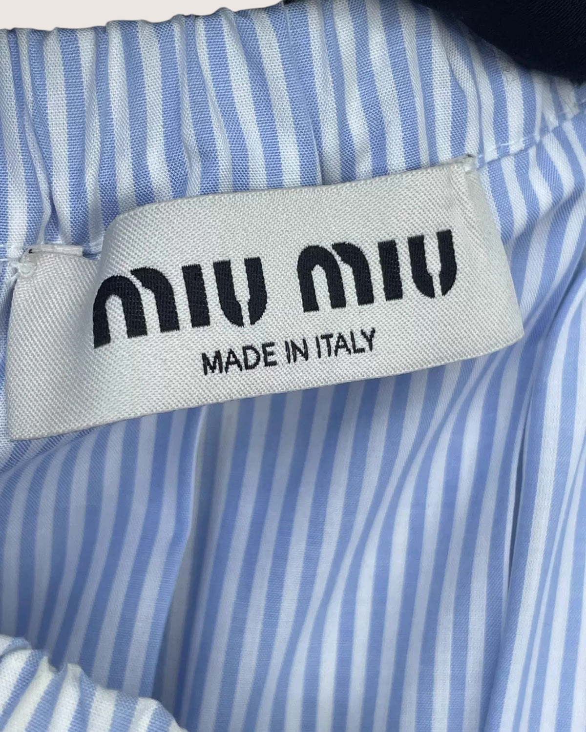 Miu Miu SS23 Striped Pleated Logo Mini Skirt