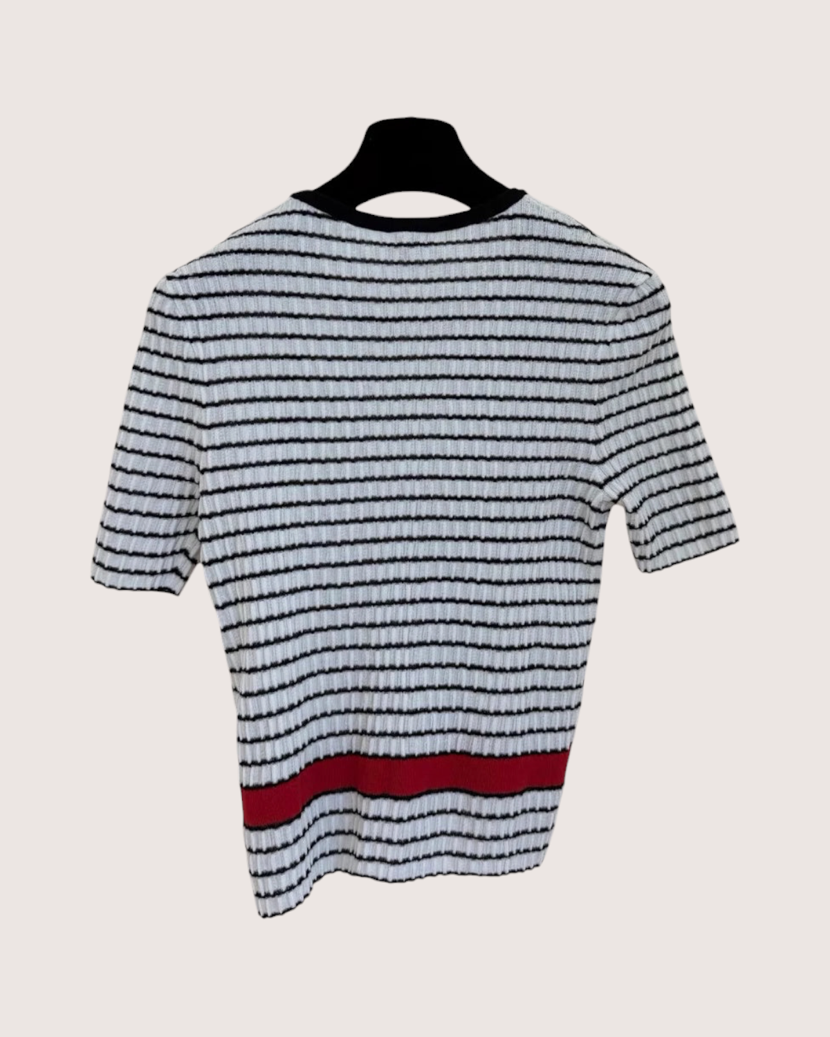 Chanel 24P CC Logo Striped Short-Sleeve T-Shirt