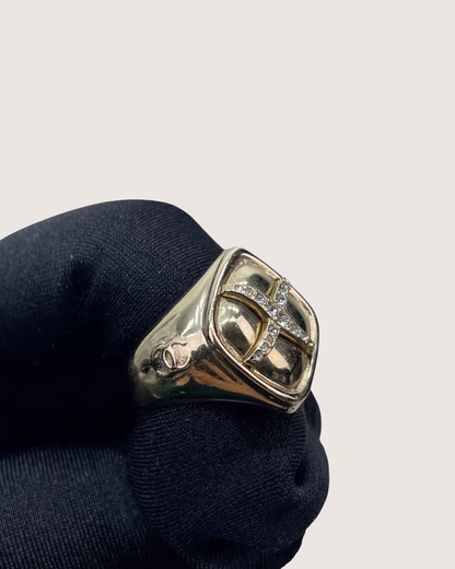 Chanel 21B Rhinestone X-Motif Ring