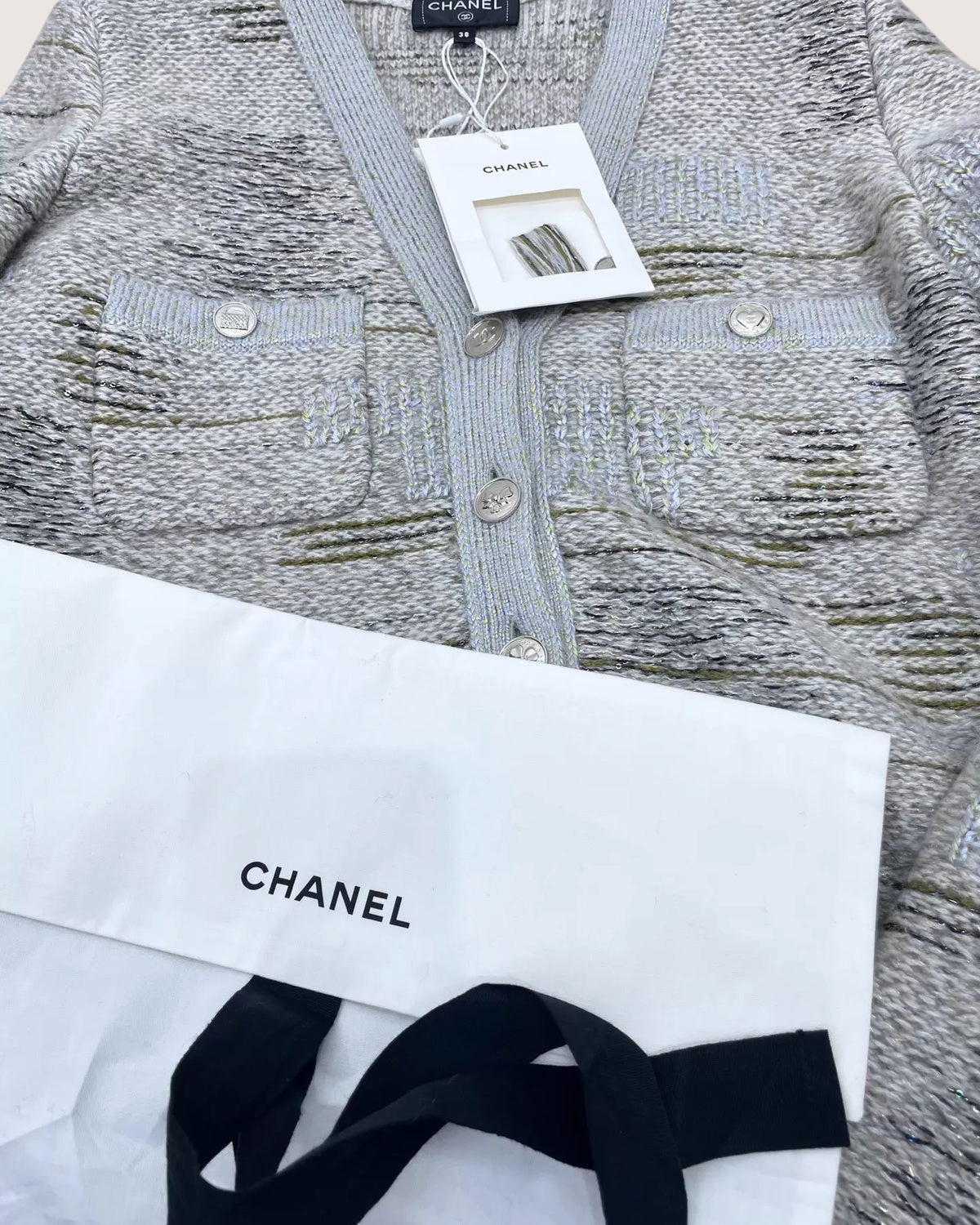 Chanel 25B Sequin Cashmere Cardigan