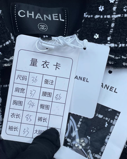 Chanel 23K Sequin Plaid Coat