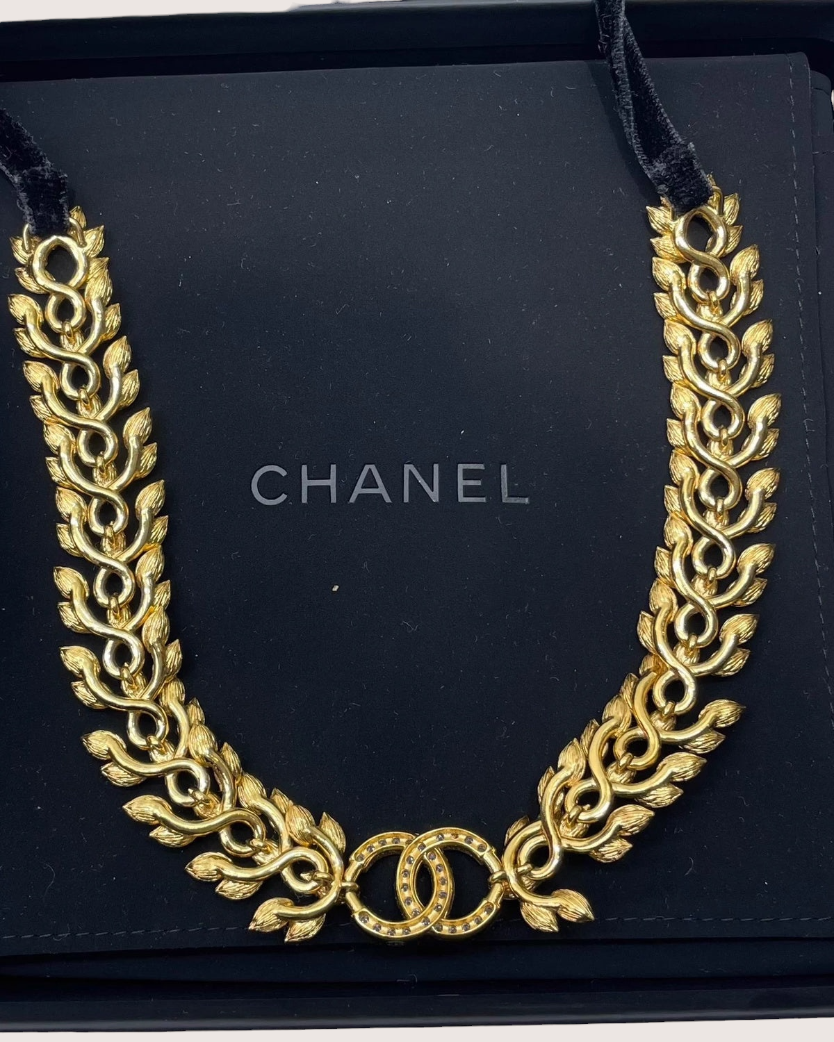 Chanel 22K Crystal CC Gold Choker Necklace