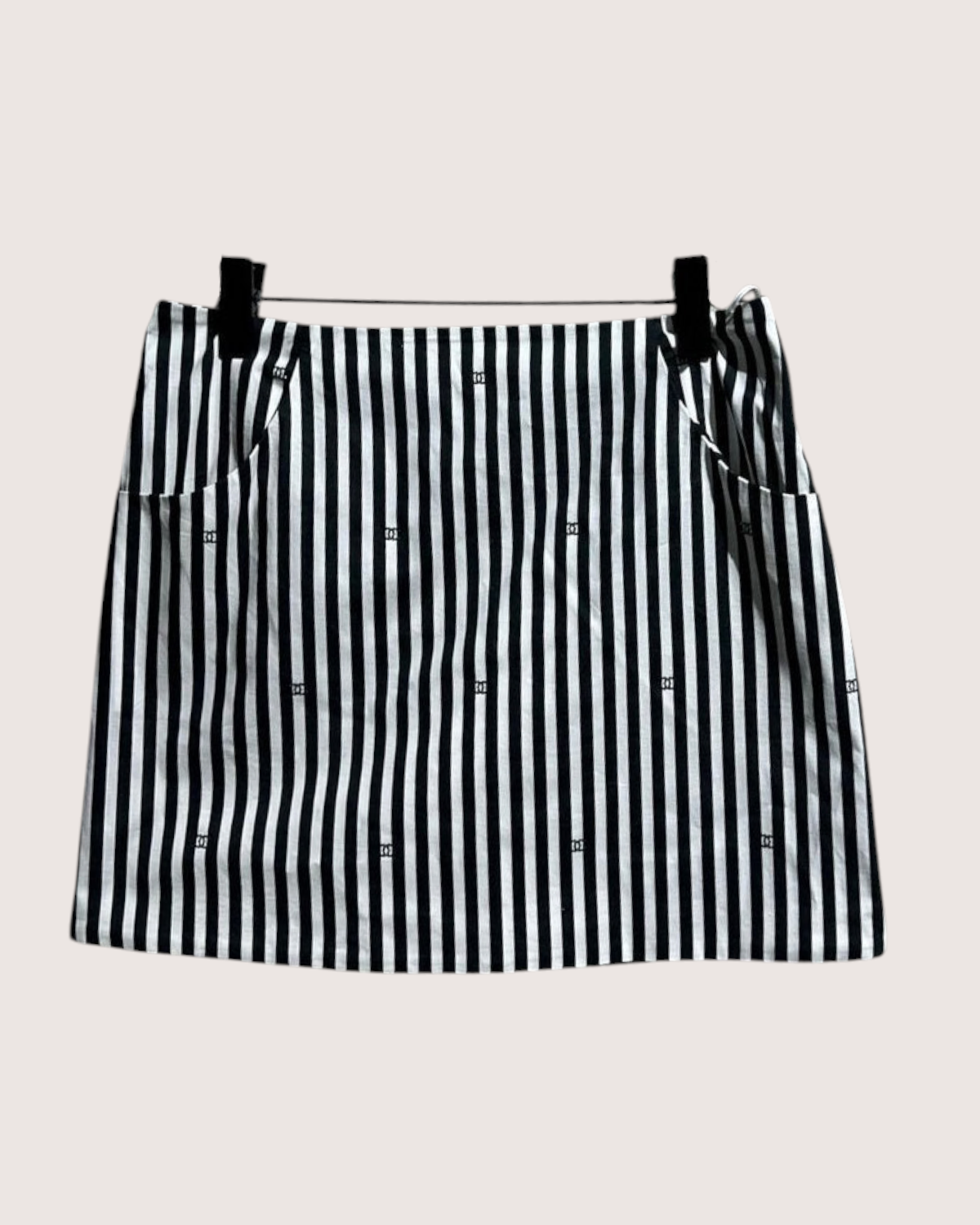 Chanel Logo CC Striped Mini Skirt