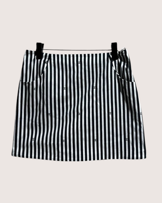 Chanel Logo CC Striped Mini Skirt