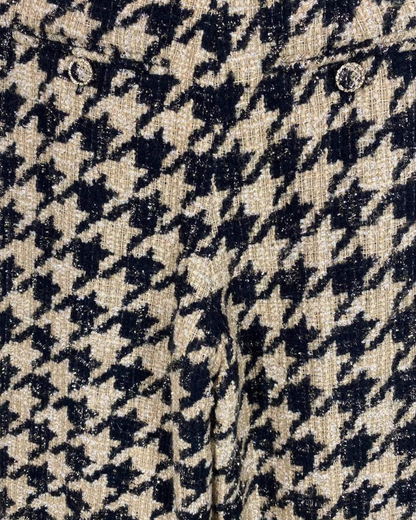 Chanel 19K Houndstooth Wide-Leg Tweed Trousers