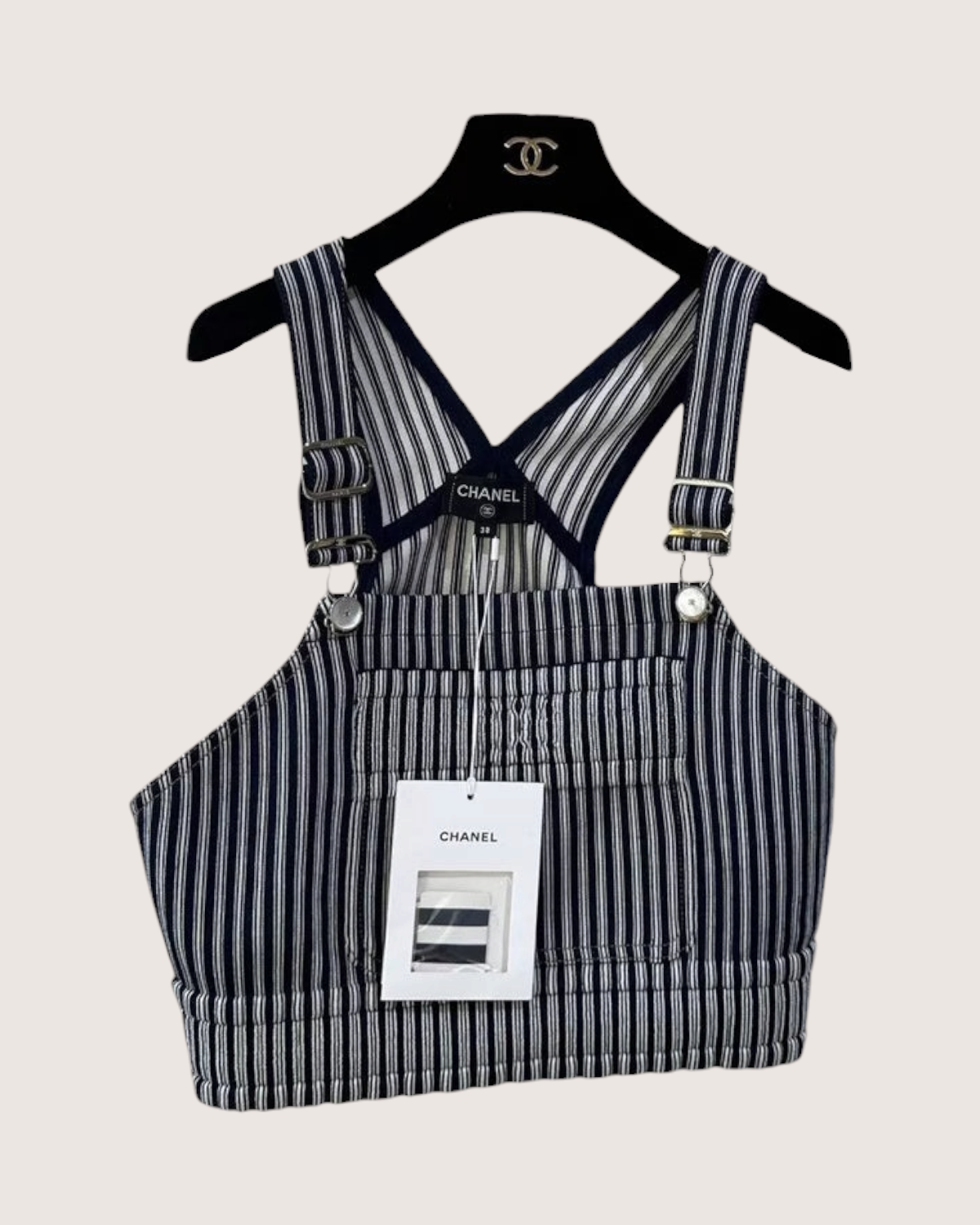 Chanel 25P Striped Denim Crop Top