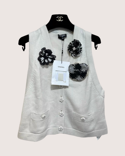 Chanel 23K Camellia Cashmere Vest