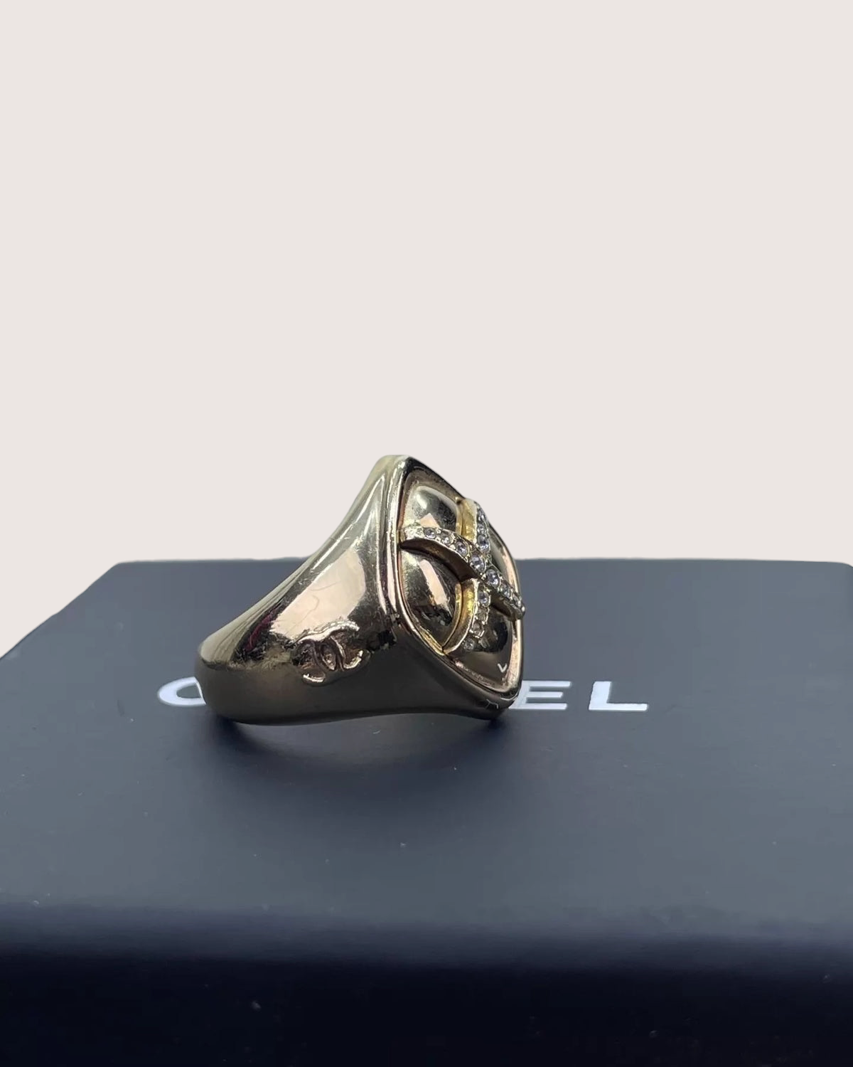 Chanel 21B Rhinestone X-Motif Ring