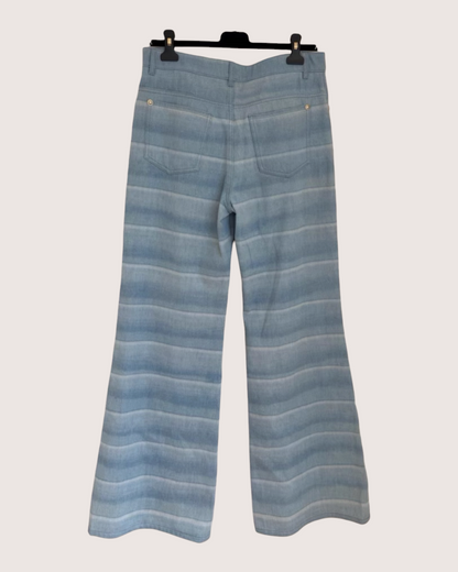 Chanel 26C Crystal Crystal Button Gradient Shimmer Striped Trousers
