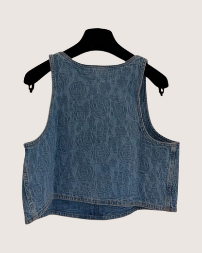Chanel 23P Denim Camellia Tank Top