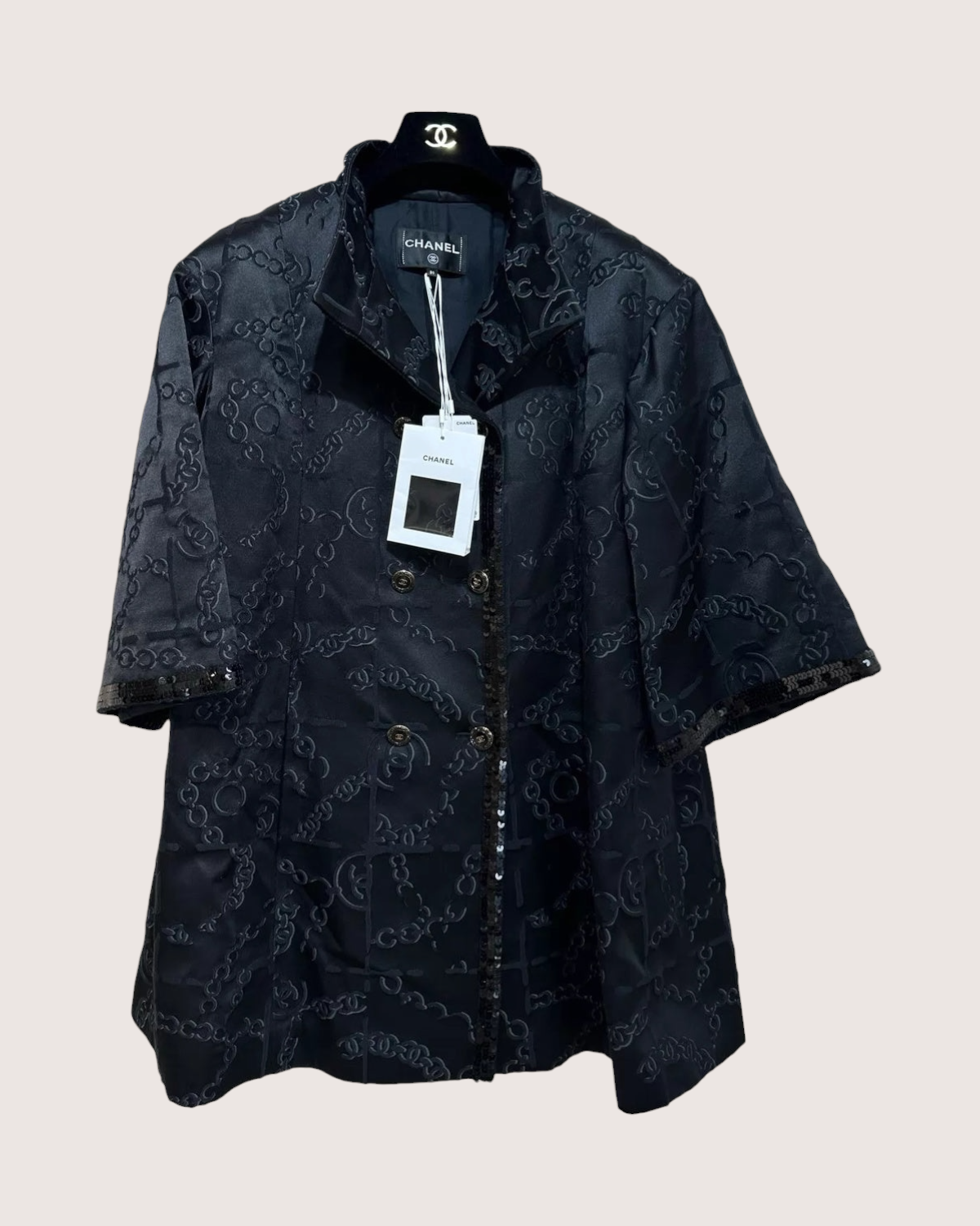 Chanel 22S Button-Up CC Sequin Jacket
