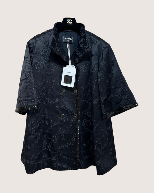 Chanel 22S Button-Up CC Sequin Jacket