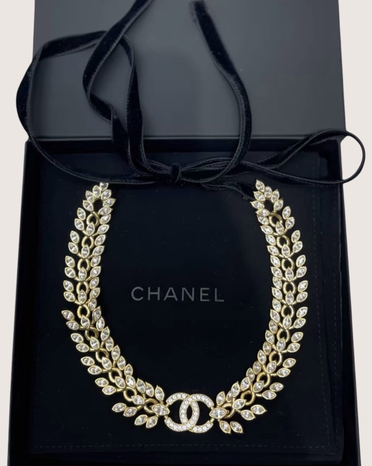 Chanel 22K Crystal CC Gold Choker Necklace