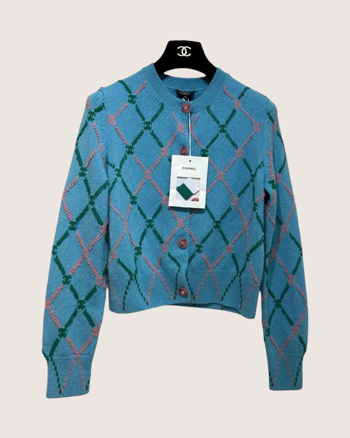 Chanel 24A Argyle Cashmere Cardigan