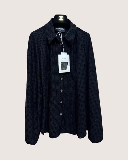 Chanel 24B CC Logo Polkadot Shirt