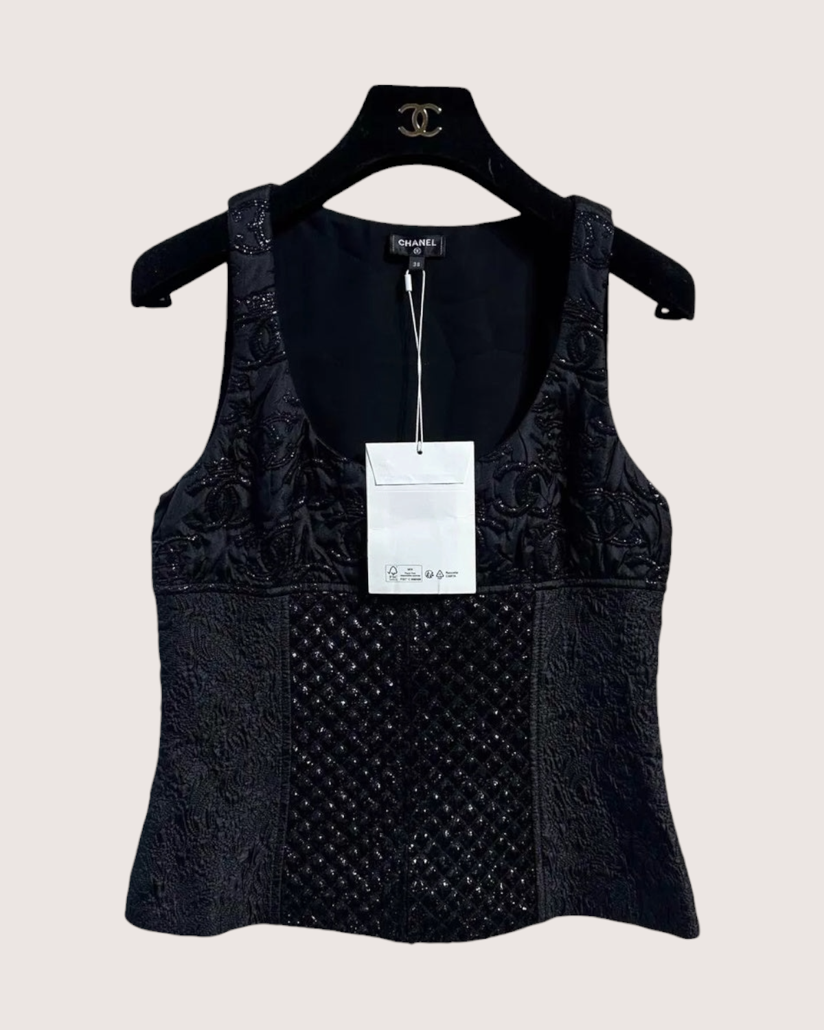 Chanel 21A CC Embroidered Bustier Top
