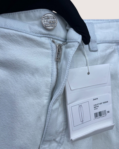 Chanel 21B Wide-Leg Denim Jeans