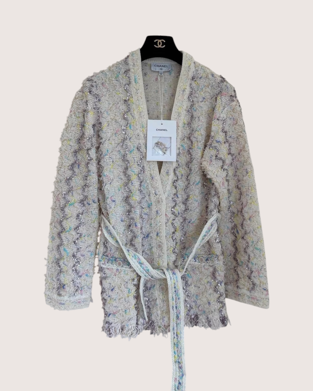 Chanel 22P Fringe Belted Cardigan Jacket