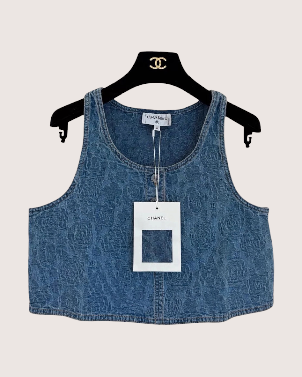Chanel 23P Denim Camellia Tank Top
